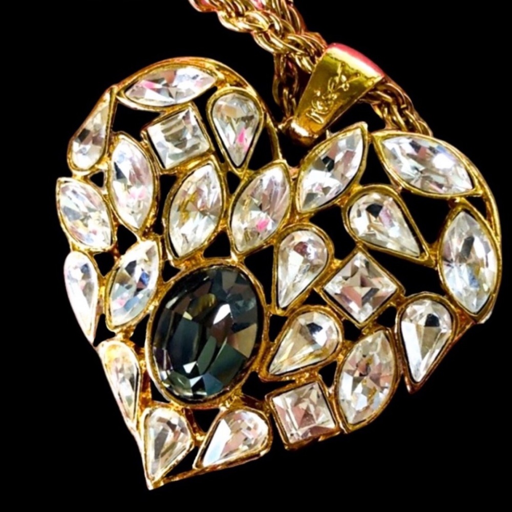 Yves Saint Laurent Gold XL Heart crystal Necklace - Picture 8 of 16